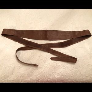 Garnet Hill brown leather wrap belt